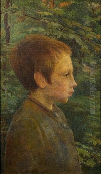 Young Boy In The Woods Oil Painting by Ilia Galkin