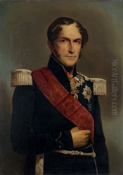 Portrait De Leopold Ier (1790-1865), Roi Des Belges Oil Painting by Louis Gallait