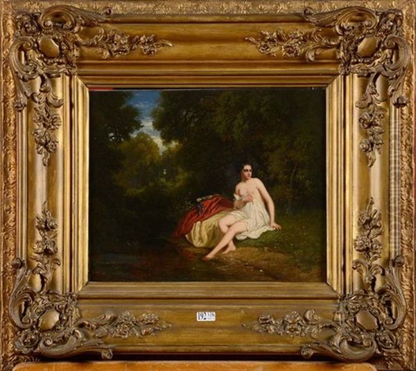 Baigneuse Au Bord De L'eau Oil Painting by Louis Gallait