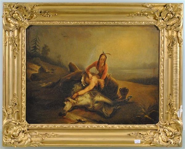 Indienne Avec Cavalier Blesse Oil Painting by Louis Gallait