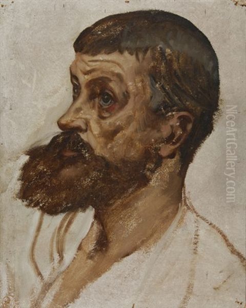 Tete, Homme Barbu (study) Oil Painting by Pierre-Victor Galland