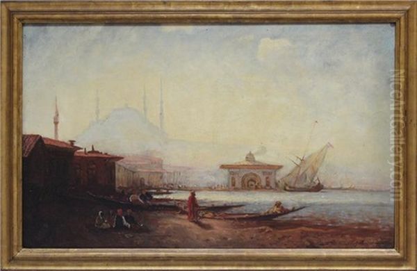 Ansicht Von Istanbul (konstantinopel) Mit Der Hagia Sophia Oil Painting by Paul Charles Emmanuel Gallard-Lepinay