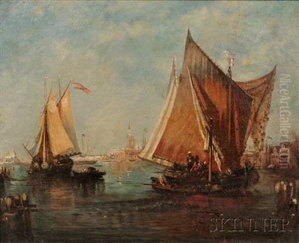 Venice Lagoon Oil Painting by Paul Charles Emmanuel Gallard-Lepinay