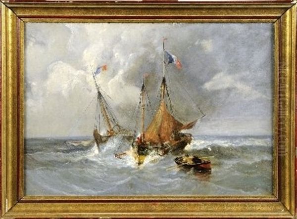 Marine Par Gros Temps Oil Painting by Paul Charles Emmanuel Gallard-Lepinay