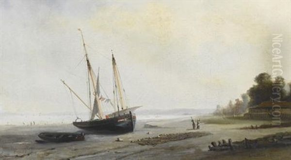 Goelette Et Barque De Peche Au Mouillage by Paul Charles Emmanuel Gallard-Lepinay