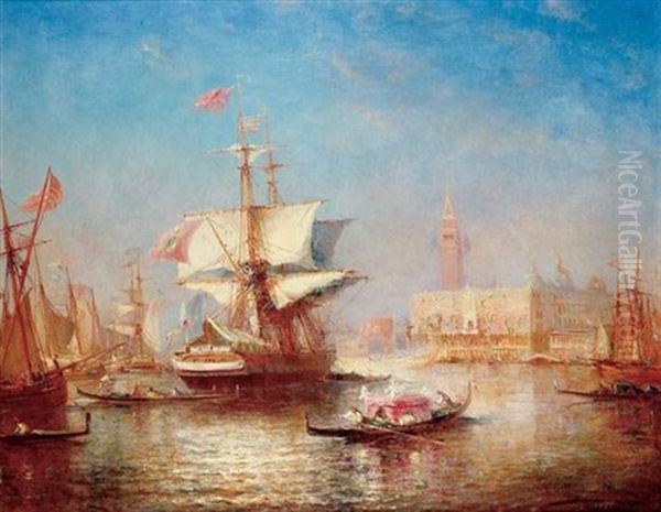 Gondoles Et Voiliers A Venise Oil Painting by Paul Charles Emmanuel Gallard-Lepinay