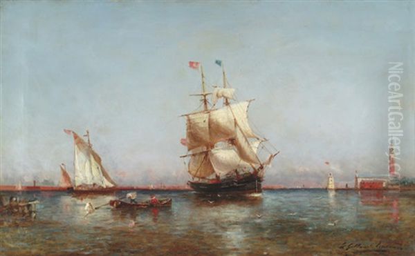 Deux Mats Devant Venise Oil Painting by Paul Charles Emmanuel Gallard-Lepinay