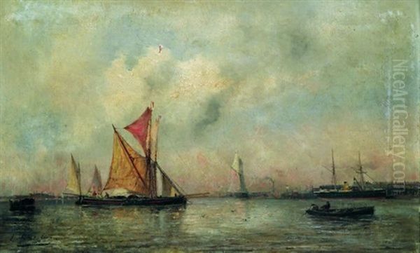 Bateaux Au Port Oil Painting by Paul Charles Emmanuel Gallard-Lepinay