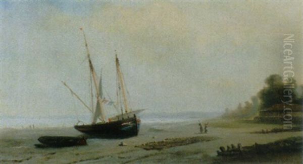 Goelette Et Barque De Peche Au Mouillage by Paul Charles Emmanuel Gallard-Lepinay