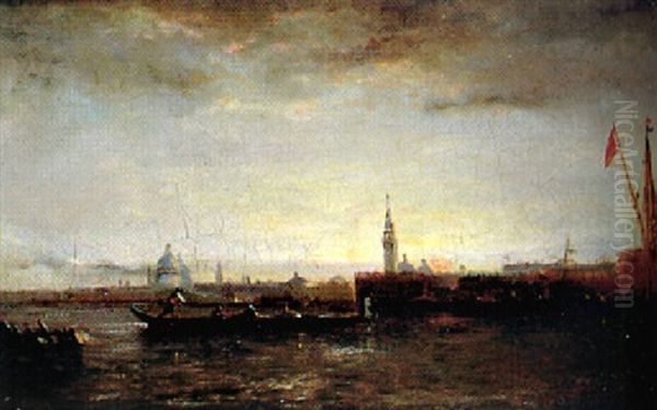 Les Gondeliers A Venice Oil Painting by Paul Charles Emmanuel Gallard-Lepinay