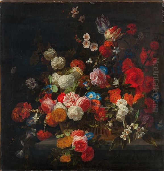 Grosser Blumenstrauss Mit Rosen, Schneeballen Und Tulpen Oil Painting by Hieronymus Galle the Elder