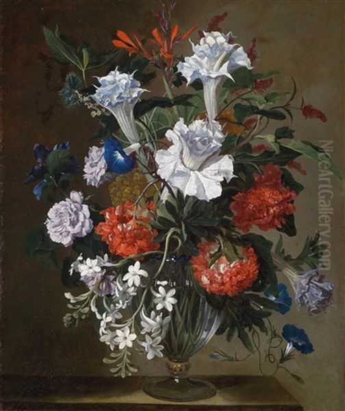 Ein Blumenstillleben Aus Nelken, Pfingstrosen Und Lilien Oil Painting by Hieronymus Galle the Elder