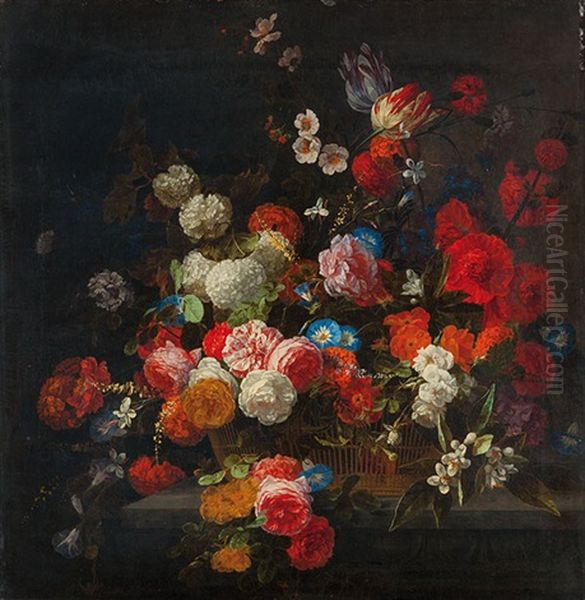 Reiches Blumenstillleben Mit Rosen, Schneeballen Und Tulpen Oil Painting by Hieronymus Galle the Elder