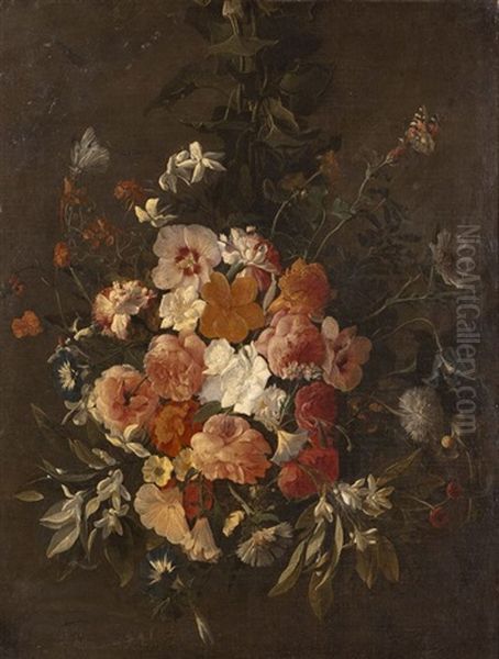 Bouquet De Fleurs Suspendu Aux Papillons Oil Painting by Hieronymus Galle the Elder