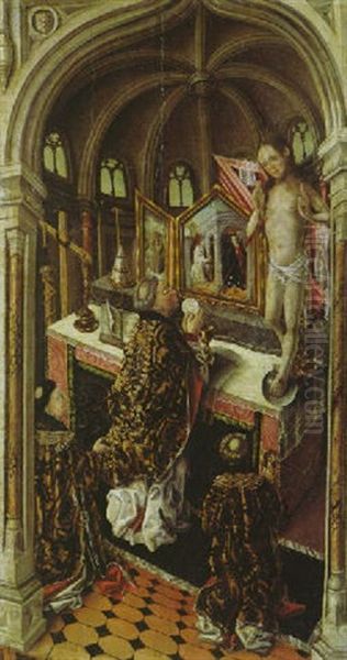 Die Messe Des Heiligen Papstes Gregor I Oil Painting by Fernando Gallego y Taller