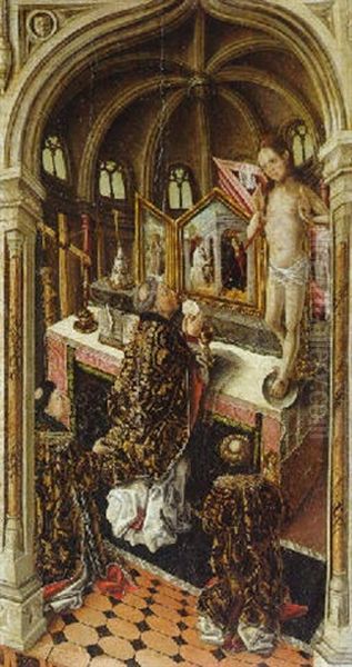 The Mass Of Saint Gregory Oil Painting by Fernando Gallego y Taller