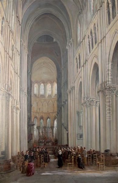 Interieur D'eglise Oil Painting by Jose Gallegos Y Arnosa