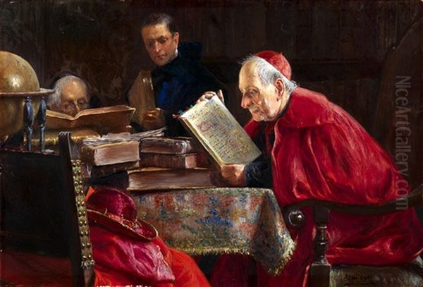 La Lectura Oil Painting by Jose Gallegos Y Arnosa