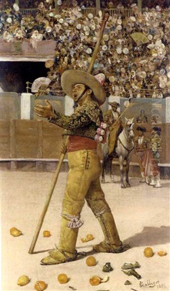 Abucheo Al Picador Oil Painting by Jose Gallegos Y Arnosa