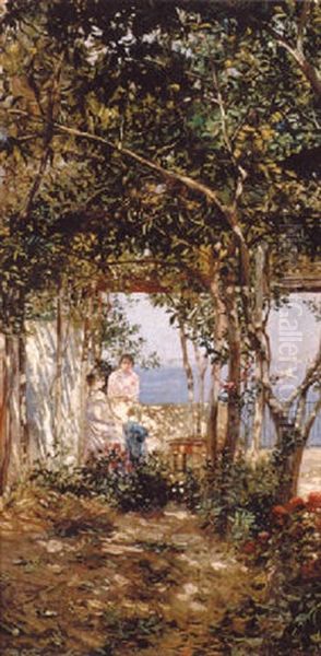 Afternoon On The Terrace Oil Painting by Jose Gallegos Y Arnosa