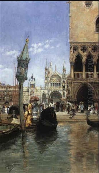 The Piazza San Marco, Venice Oil Painting by Jose Gallegos Y Arnosa