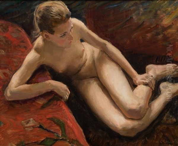 Naked Model Oil Painting by Akseli Valdemar Gallen-Kallela