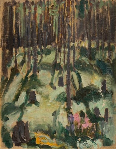 Sunbeams In The Forest Oil Painting by Akseli Valdemar Gallen-Kallela