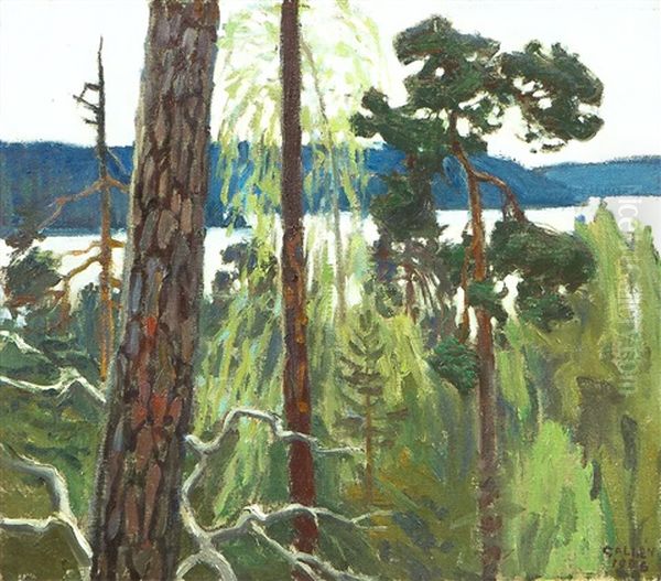 Pine Tree Oil Painting by Akseli Valdemar Gallen-Kallela