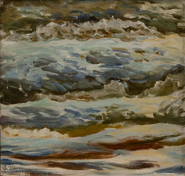 Frothy Waves, (konginkangas, Lintula) Oil Painting by Akseli Valdemar Gallen-Kallela