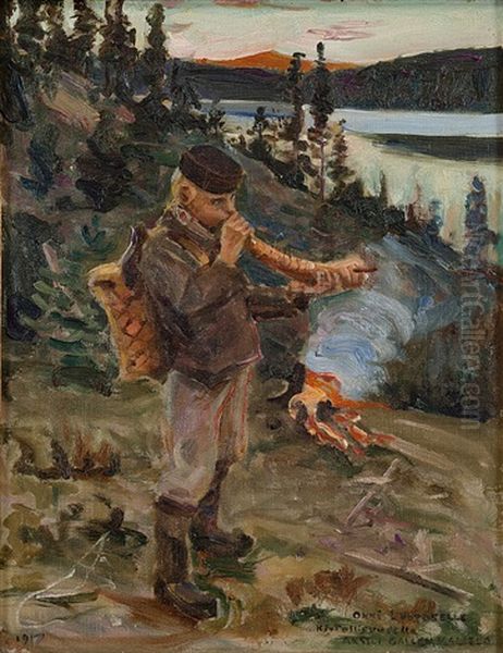 Shepherd Boy From Paanajarvi Oil Painting by Akseli Valdemar Gallen-Kallela