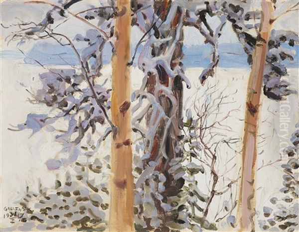 Winter Landscape From Ruovesi Oil Painting by Akseli Valdemar Gallen-Kallela