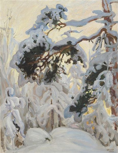 Winter Forest Oil Painting by Akseli Valdemar Gallen-Kallela