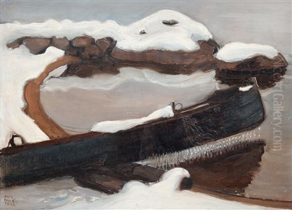 A Winter Shore Oil Painting by Akseli Valdemar Gallen-Kallela