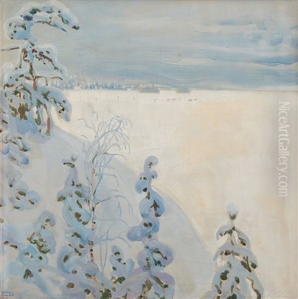 Winter Landscape Oil Painting by Akseli Valdemar Gallen-Kallela