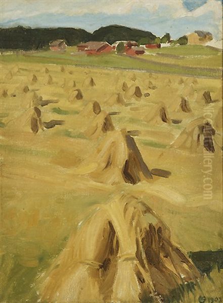 Rye Field Oil Painting by Akseli Valdemar Gallen-Kallela