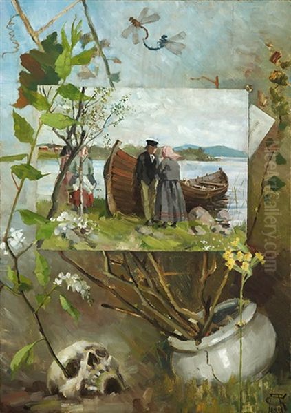 Life And Death Oil Painting by Akseli Valdemar Gallen-Kallela