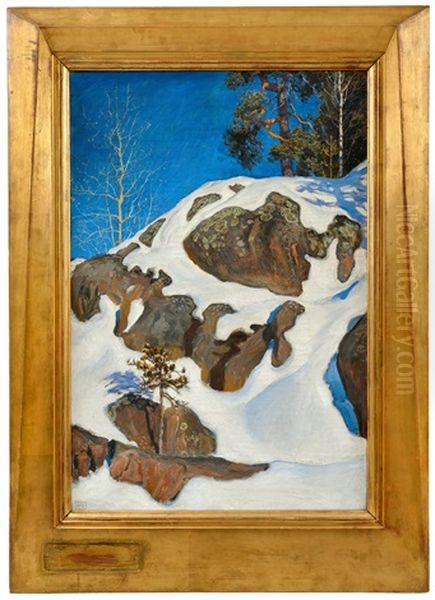 Snow On The Cliffs/kalela Oil Painting by Akseli Valdemar Gallen-Kallela