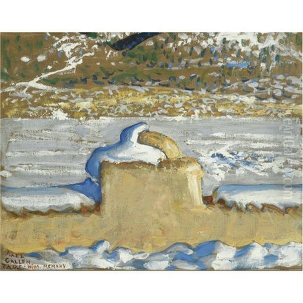 Taos New Meksico Lumen Peitteessa-taos, New Mexico Under Snow Oil Painting by Akseli Valdemar Gallen-Kallela