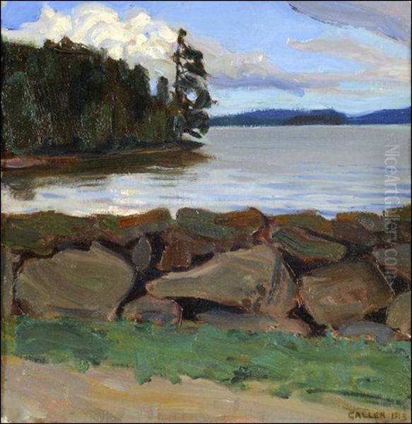 Kesapilvia Jarven Ylla Oil Painting by Akseli Valdemar Gallen-Kallela