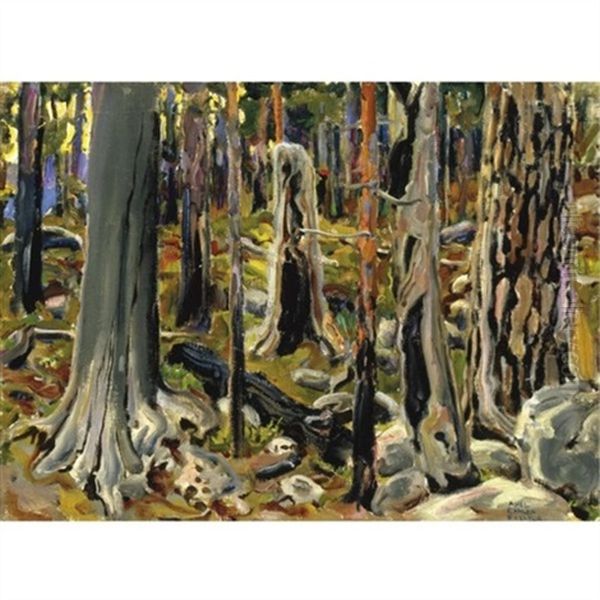 Kaskimetsa (burnt Forest) Oil Painting by Akseli Valdemar Gallen-Kallela