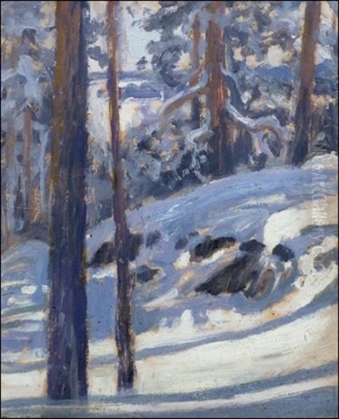 Talvinen Metsamaisema Oil Painting by Akseli Valdemar Gallen-Kallela