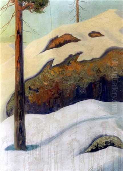 Snowscene Oil Painting by Akseli Valdemar Gallen-Kallela