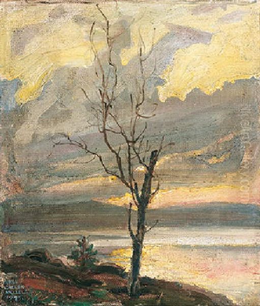 Jarvimaisema Oil Painting by Akseli Valdemar Gallen-Kallela