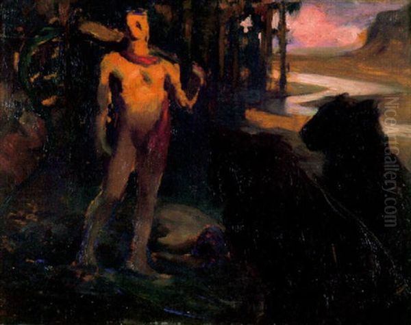 Luolamies Oil Painting by Akseli Valdemar Gallen-Kallela