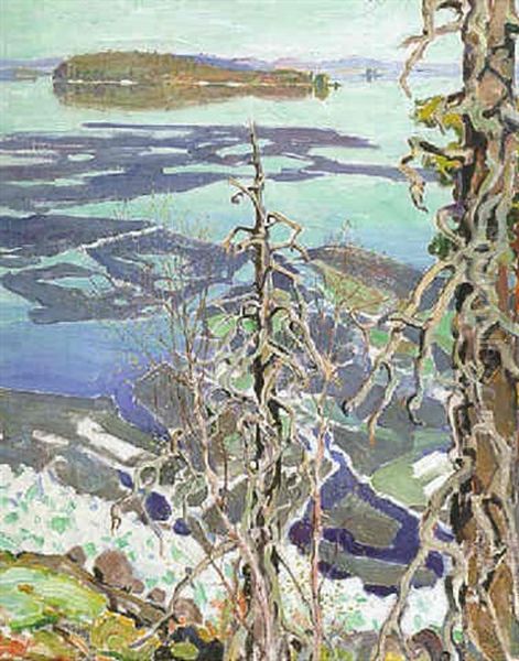 Nakyma Yli Jarven Oil Painting by Akseli Valdemar Gallen-Kallela