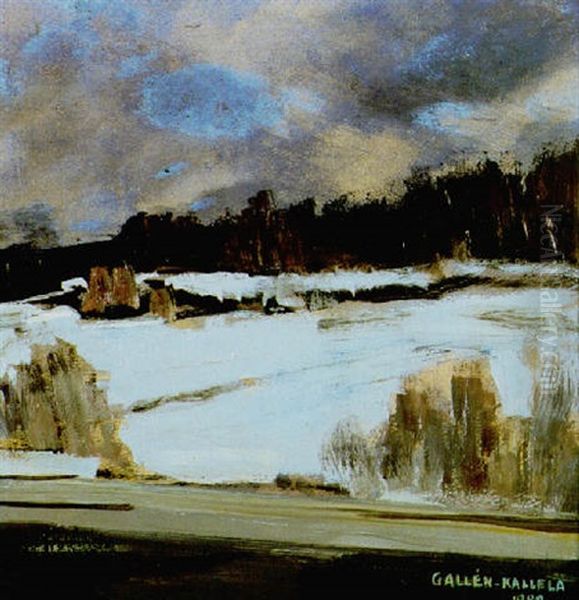 Den Forsta Snon, Korpilahti Oil Painting by Akseli Valdemar Gallen-Kallela