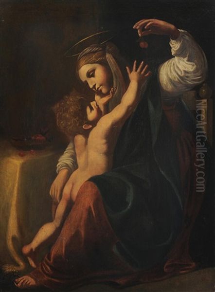 Madonna Delle Ciliegie Oil Painting by Giacomo (Lo Spadarino) Galli