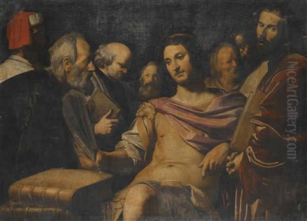 Ptolemy Ii Discussing The Translation Of The Old Testament With The Hebrew Scholars Oil Painting by Giacomo (Lo Spadarino) Galli