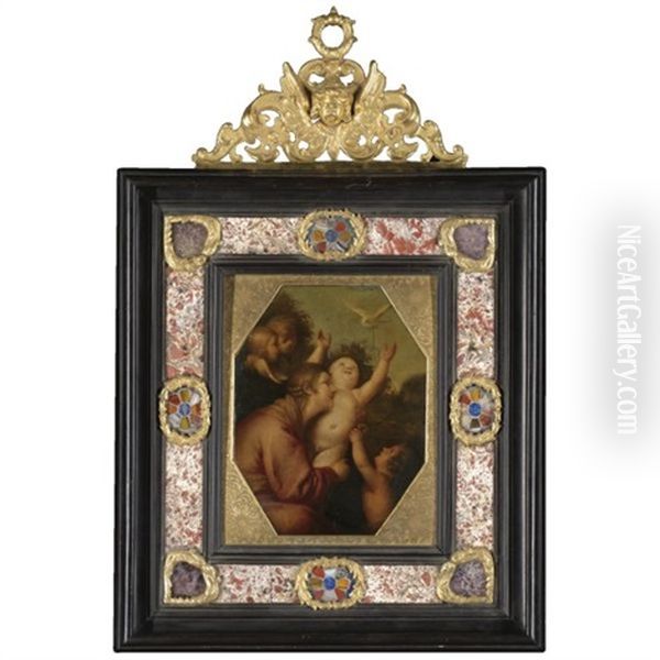 The Madonna And Child With The Infant St. John The Baptist And Putti Oil Painting by Giacomo (Lo Spadarino) Galli