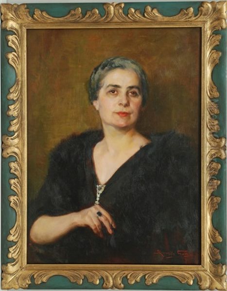 Ritratto Di Donna In Nero by Riccardo Galli